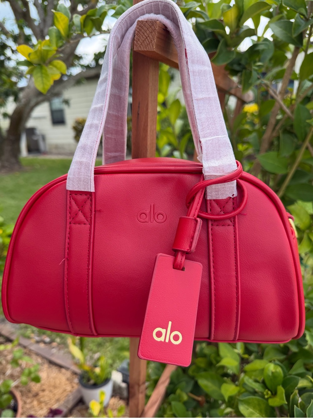 ALO Yoga Red Mini Dome Bag with Luggage Tag